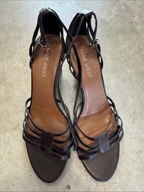Nine West Black Strappy Open-Toe Heels